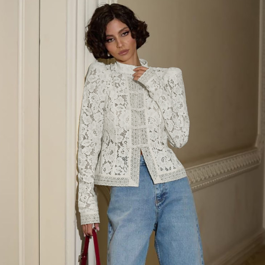 Linad Elegant Embroidery Puff  - Embroidery Cotton Shirt recension och pris